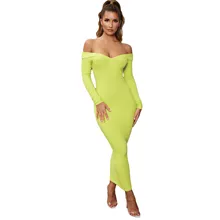 Ribbed Cotton Maxi Dress Women V-Shaped Neckline Long Sleeve Bodycon Dress Summer Sexy Off Shoulder Sheath Dress Ribbed Cotton Maxi Dress Women V-Shaped Neckline Long Sleeve Bodycon Dress Summer Sexy Off Shoulder Sheath Dress