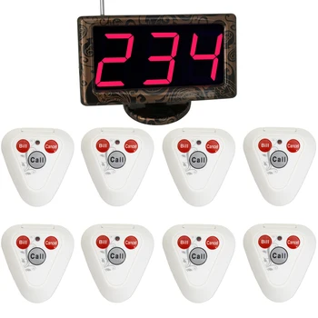 

JINGLE BELLS restaurant wireless calling system 8 button 1 receiver wireless pager service call bell transmitters queuing system