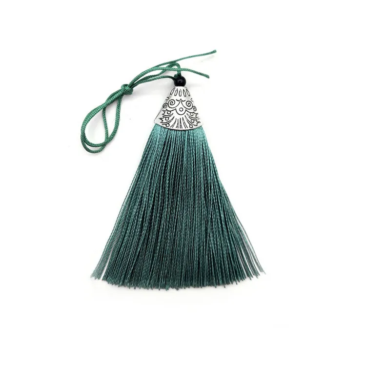 Dark green tasslas 30 шт. Металлические колпачки шелковые кисточки бахрома кулон DIY ремесла материал цвет кисточка отделка Шторы Декор серьги ювелирные изделия компоненты - Цвет: Dark green tasslas