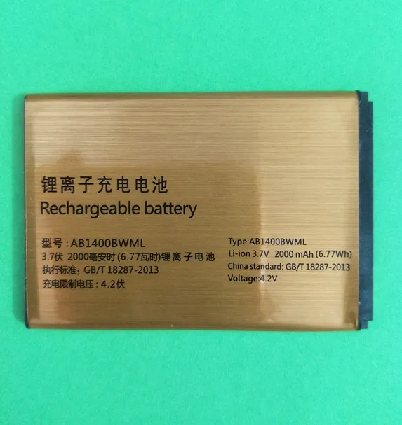 АЗК Тестирование нового 2000mAh Золотой AB1400BWML Батарея для PHILIPS S308 CTS308 Beeline Smart 3 smart3