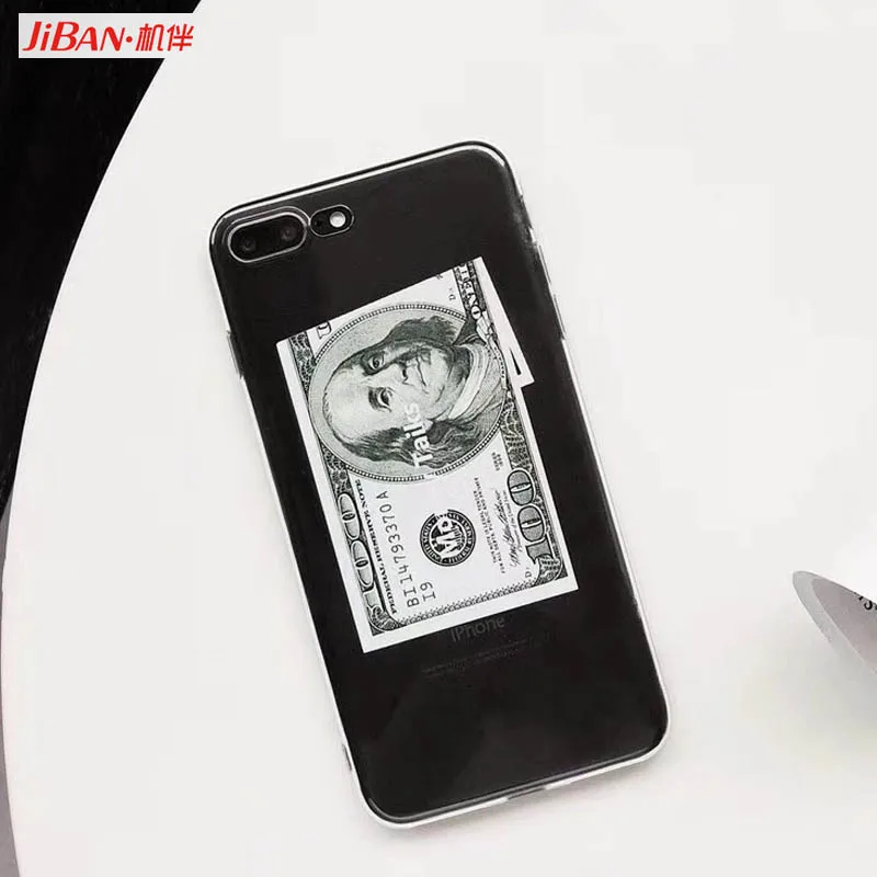 JIBAN Dollar bills Pattern Cover For iphone 7 7plus Case Fashion Ultra Slim TPU Funny Cartoon Cases for X 6 6s 6plus 8p |