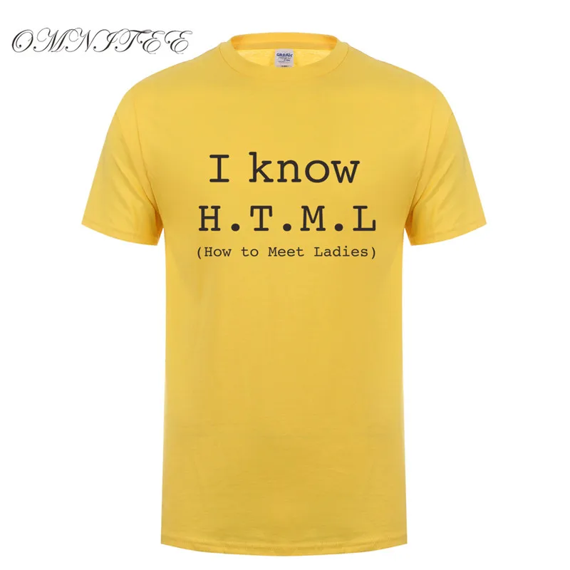 as picture Я знаю, HTML, как познакомиться, женская футболка, мужская летняя Стильная хлопковая футболка с коротким рукавом, забавная футболка, Camisetas Hombre, OT-841 - Цвет: as picture