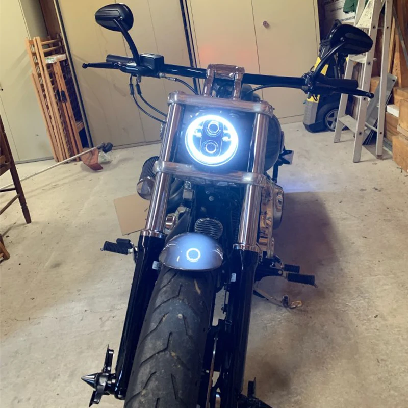 5-34 5.75 inch Motorcycle Moto LED Projector Full Halo Headlight For Dyna Sportster Softail             9