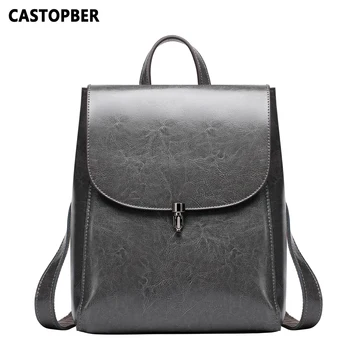 

Vintage Backpacks Female for School Students Retro Split Leather Designer Bags Oil Wax Leather Large Capacity Korean Style Brand