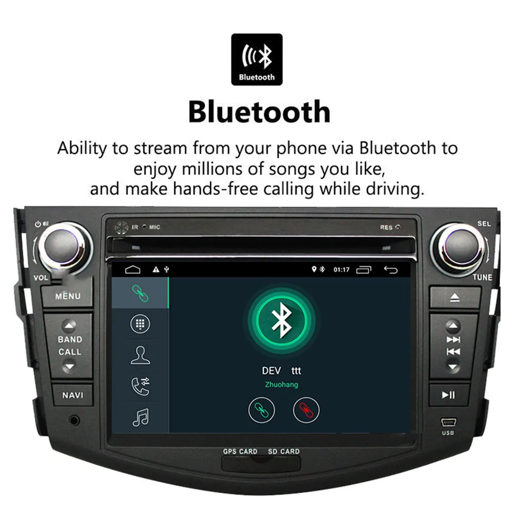 Top Android 9.1 Car DVD Multimedia Player For Toyota RAV4 Rav 4 2007 2008 2009 2010 2011 2 Din 1024*600 Car GPS Stereo Radio 2