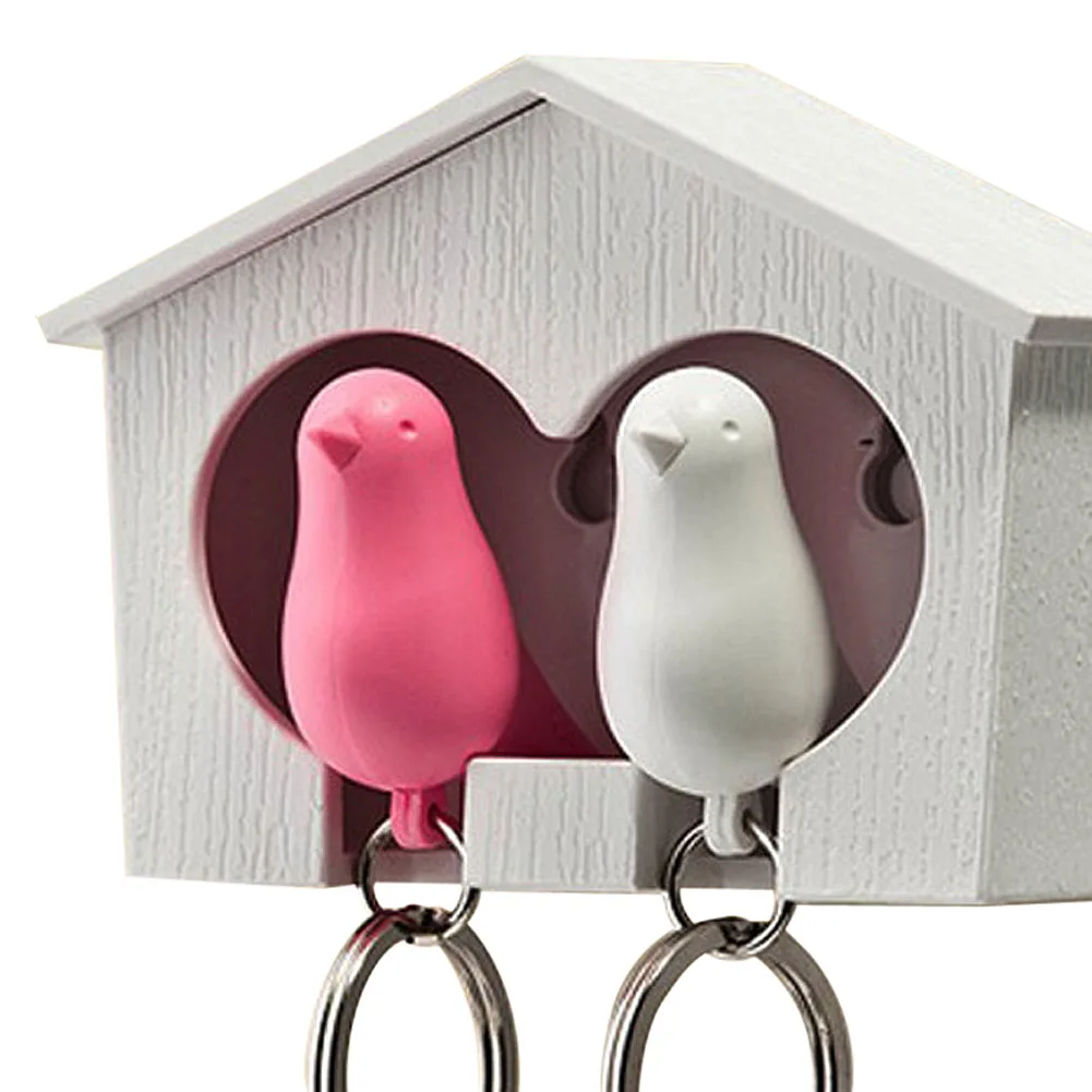 Buy Cute Two Sparrow Bird House Key Ring Wall Arts Key