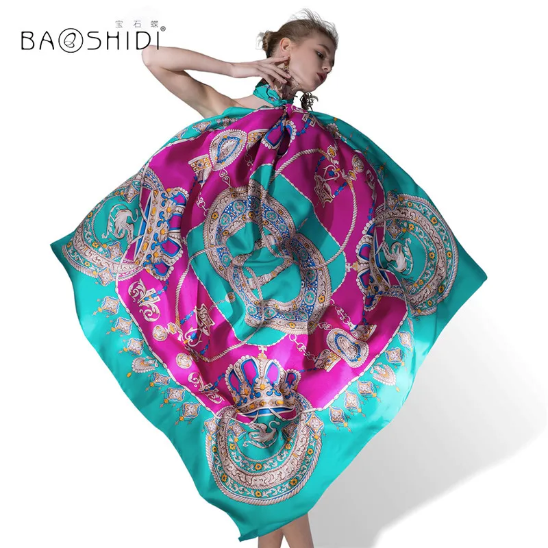 

Luxury Twill Women 100% Silk Solid Scarf Oversize cold proof Shawl, office air-conditioner wrap,manual printing & hand rolled