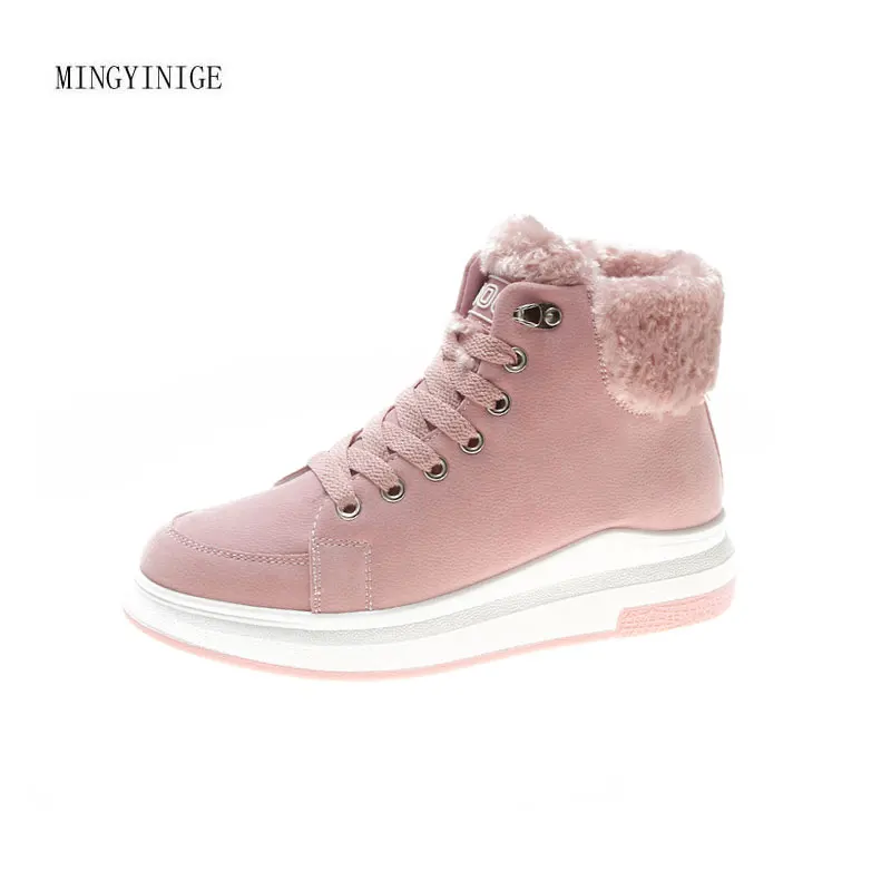 

Winter Fashion Women Flat Boots Warm Cotton Shoes Zapatos De Mujer Mid-calf Boots Botines Tossor Bottillons Plus Size 35-40