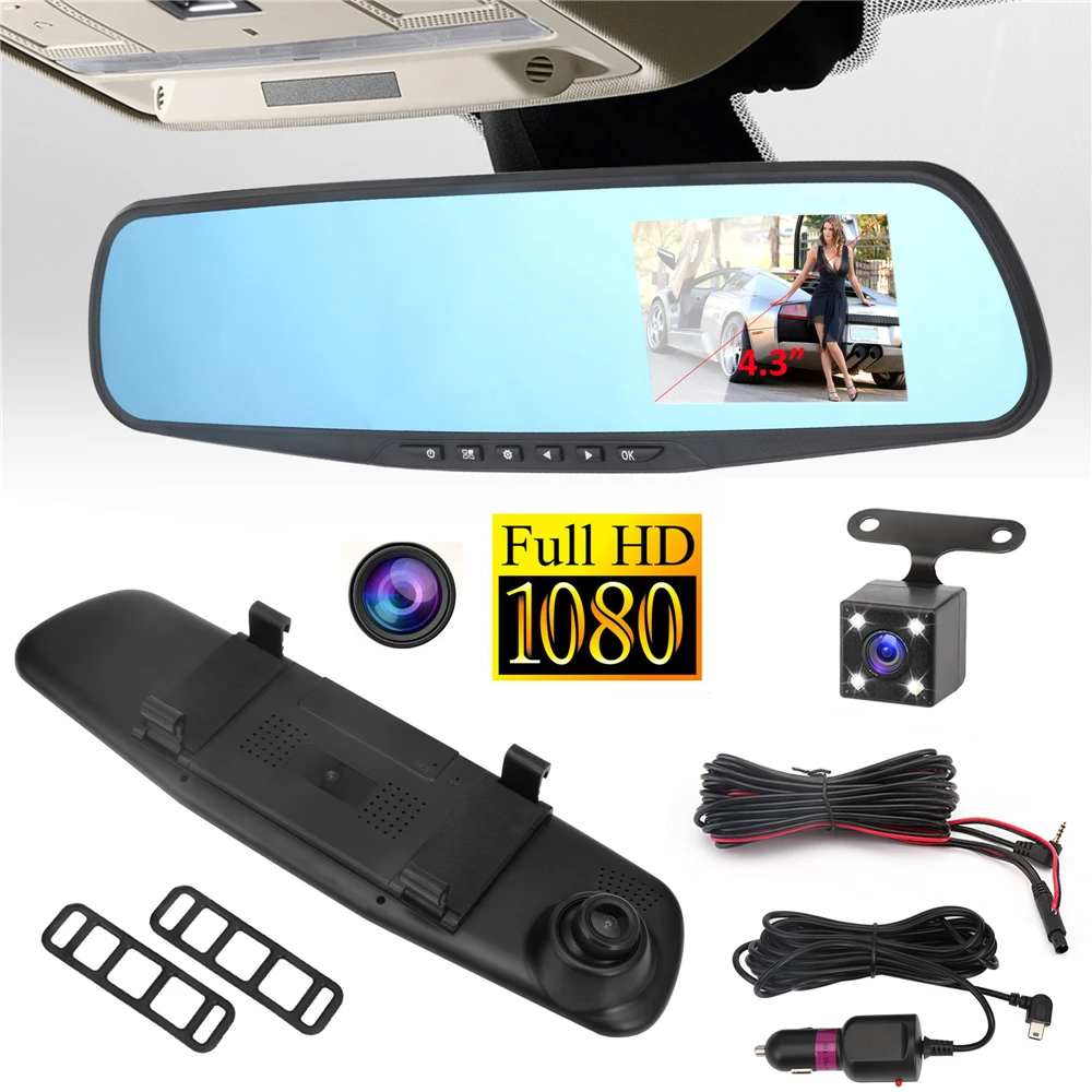 Geartronics Car DVR font b Camera b font Rearview Mirror Auto Dvr Dual Lens Dash Cam