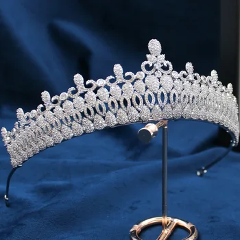 

Parmalambe High Quality Petite Zircon Clusters Lush Silver Tiaras Handmade Bride Crown Wedding Hair Accessories coroa de noiva