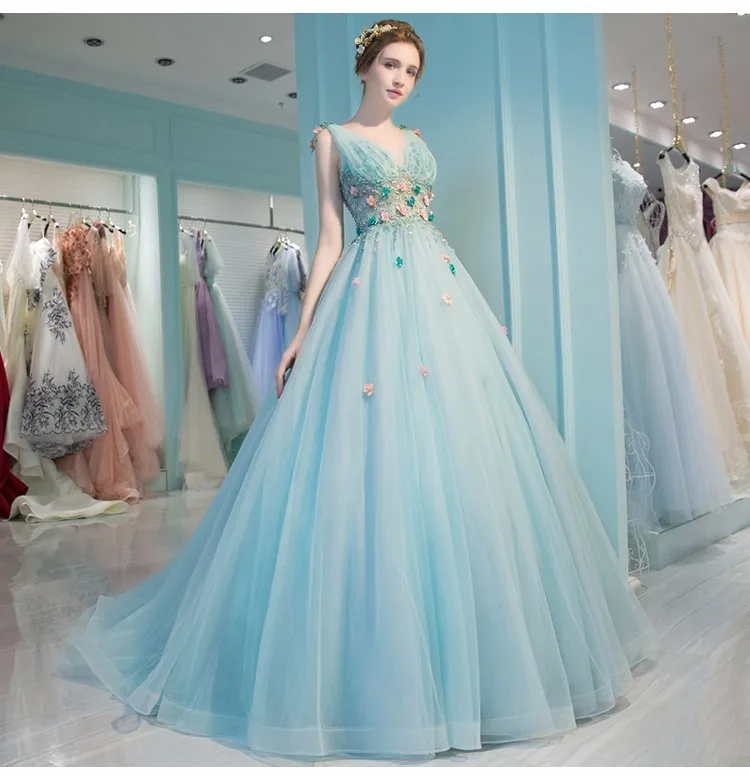 Robe de Mariage сексуальное бальное платье с открытой спиной, кружевные свадебные платья, роскошный светильник, голубые Свадебные платья с бисером, Vestido de Noiva