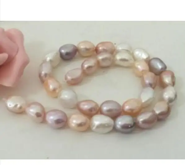 

baroque 18" 36"AAA 12-14MM NATURAL multicolor PEARL NECKLACE Yellow CLASP