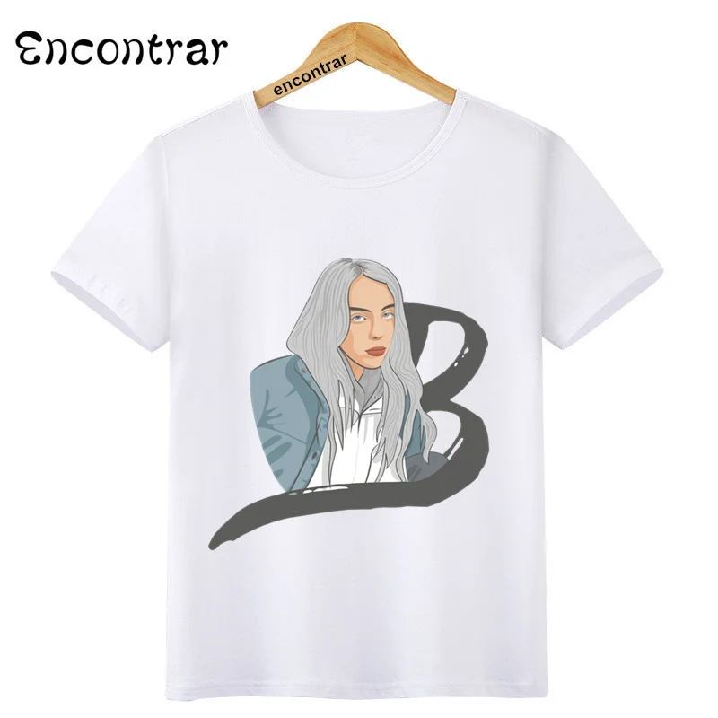 Футболка в стиле хип-хоп Billie Eilish Повседневная футболка Летняя футболка с короткими рукавами и круглым вырезом для мальчиков и девочек футболка высокого качества Топ ooo4569 - Цвет: oHKP4569D