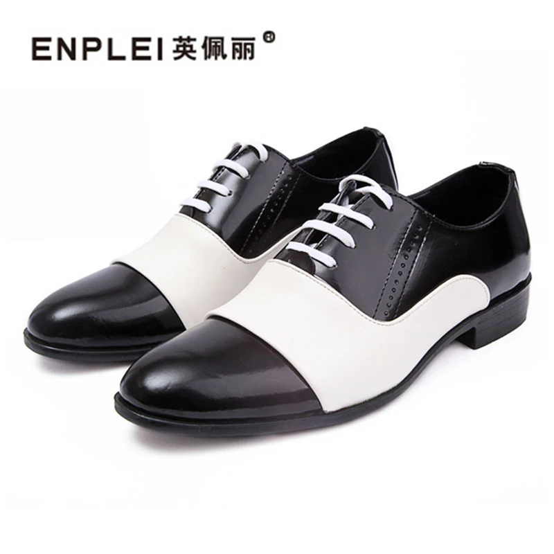 ENPLEI Spring Autumn Fashion Men Shoes Patent Leather Men Dress Shoes