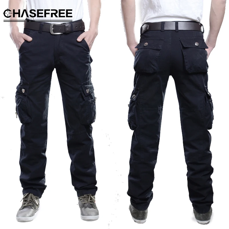 Mens Cargo casual pants Camo Khaki Army green camouflage