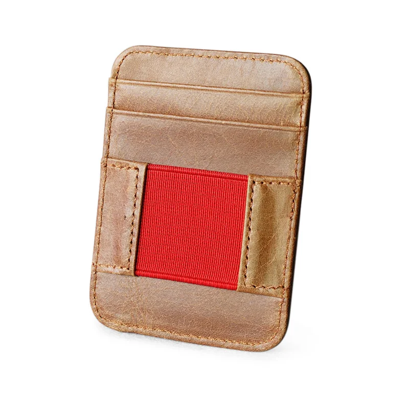 Wholesale Elastic Card Holder Leather Credit Card Holder Mini Bank Card Case Wallet Small Men