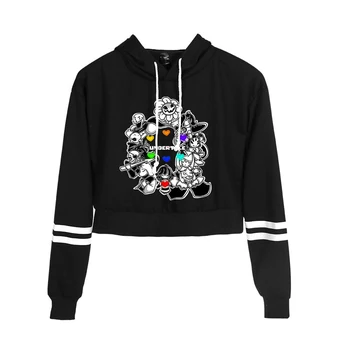 

Undertale Sans Women Crop Tops Harajuku Sweatshirt Female Pattern Print Long Sleeve Pullover Sweat Capuche Polerones Mujer 2019