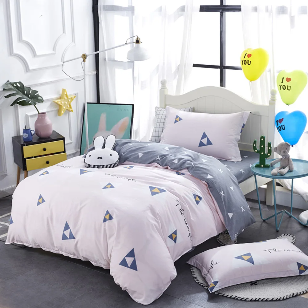 

Papa&Mima children bedding set triangle Cotton Twin size flat sheet pillowcase duvet cover sets Drop shipping