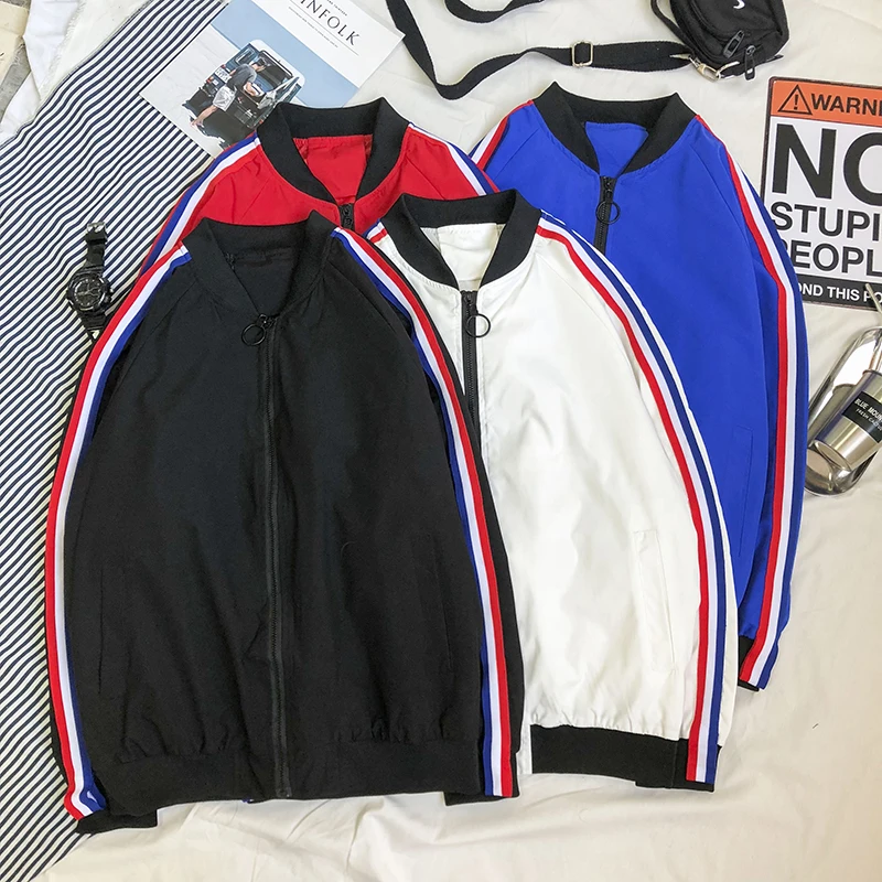 Jacket Men's Street Casual Jacket Large Size S-5XL Fashion Simple Sleeve Ribbon Decoration Thin Men's Baseball Collar Jacket