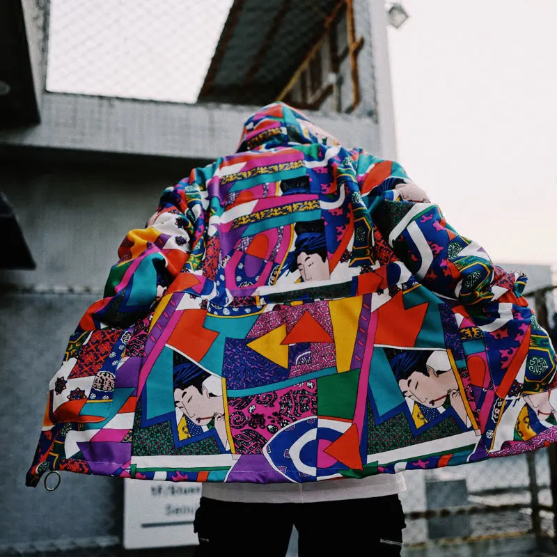 Japanese Ukiyo E Style Color Block Patchwork Jacket 2