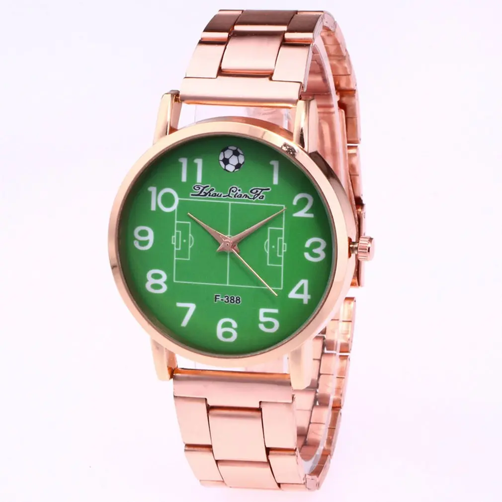 

Stainless Steel Strap Football Green Pattern Dial Luxury Fashion Cheap Women Quartz Watch Men Valentine Gift Sports Outdoor