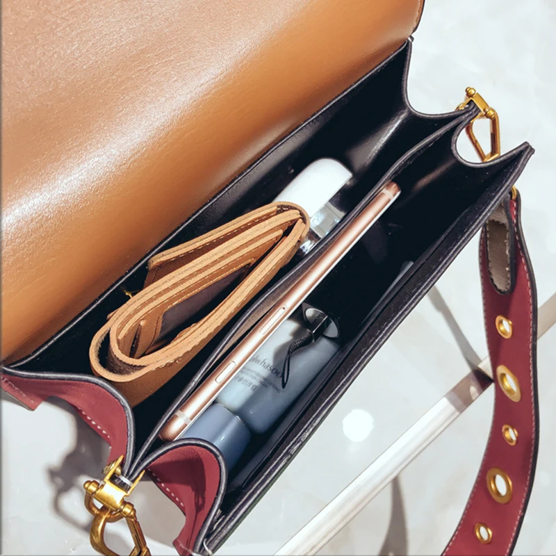 Женская сумка квадратный двойной плечевой ремень кожаная винтажная сумка модная Высококачественная Pu Сумка через плечо дизайнерская сумка-тоут