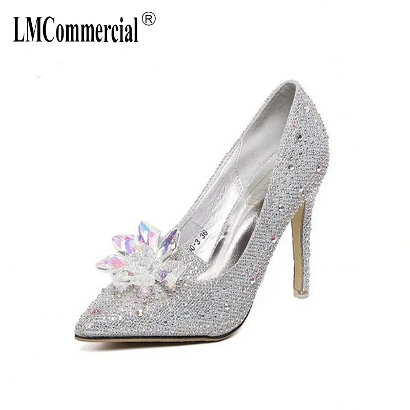 

Spring Cinderella Diamond Bright High-heeled Shoes with Tips, Shallow Mouth, Fine-heeled Single Shoes womens luxury women shoes