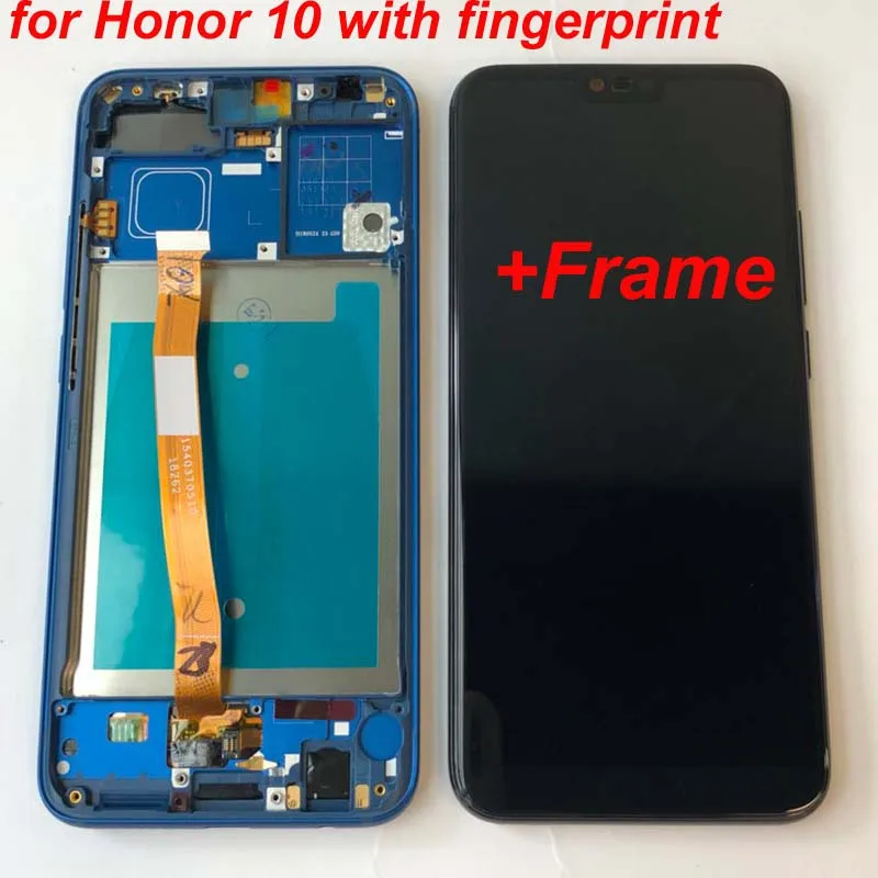 

Original Tested For Huawei Honor 10 honor10 LCD Display +Touch Screen Digitizer Assembly Replacement with fingerprint+frame 5.84