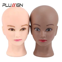 Plussign 21 дюймов тренировочная головка с зажимом популярная косметологическая лысый манекен головы для практики макияжа парик изготовление шляп дисплей