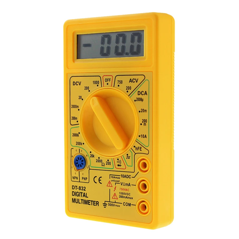 Цифровой мультиметр lcd DC AC Вольтметр Амперметр Ом Профессиональный DT832 Ttransistor тестер инструменты