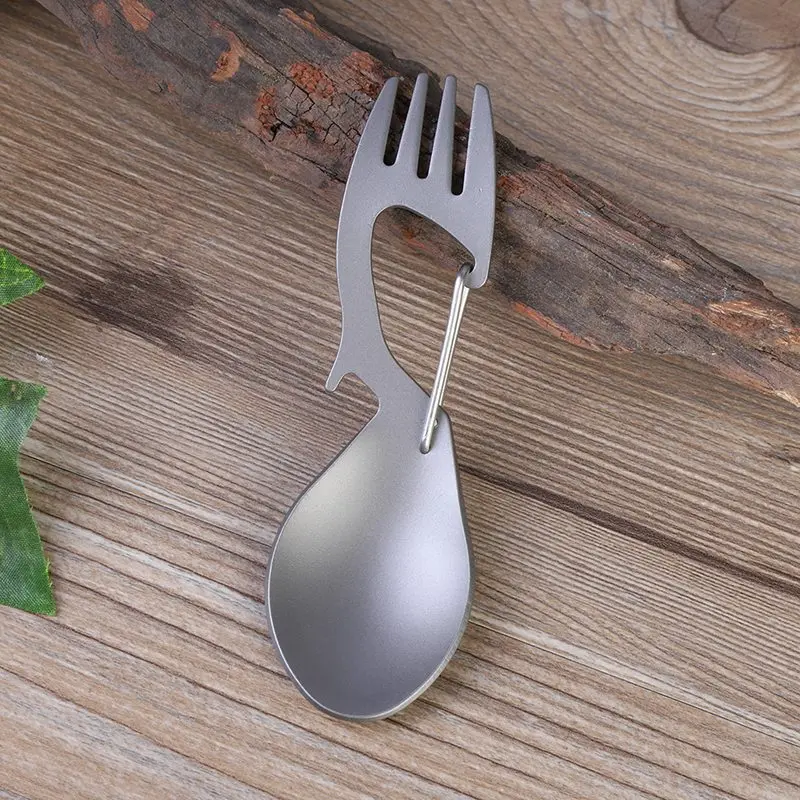 Multifunctional Titanium Alloy/Stainless Steel Outdoor Camping Tableware Spoon Alloy Practical Portable Travel Essent