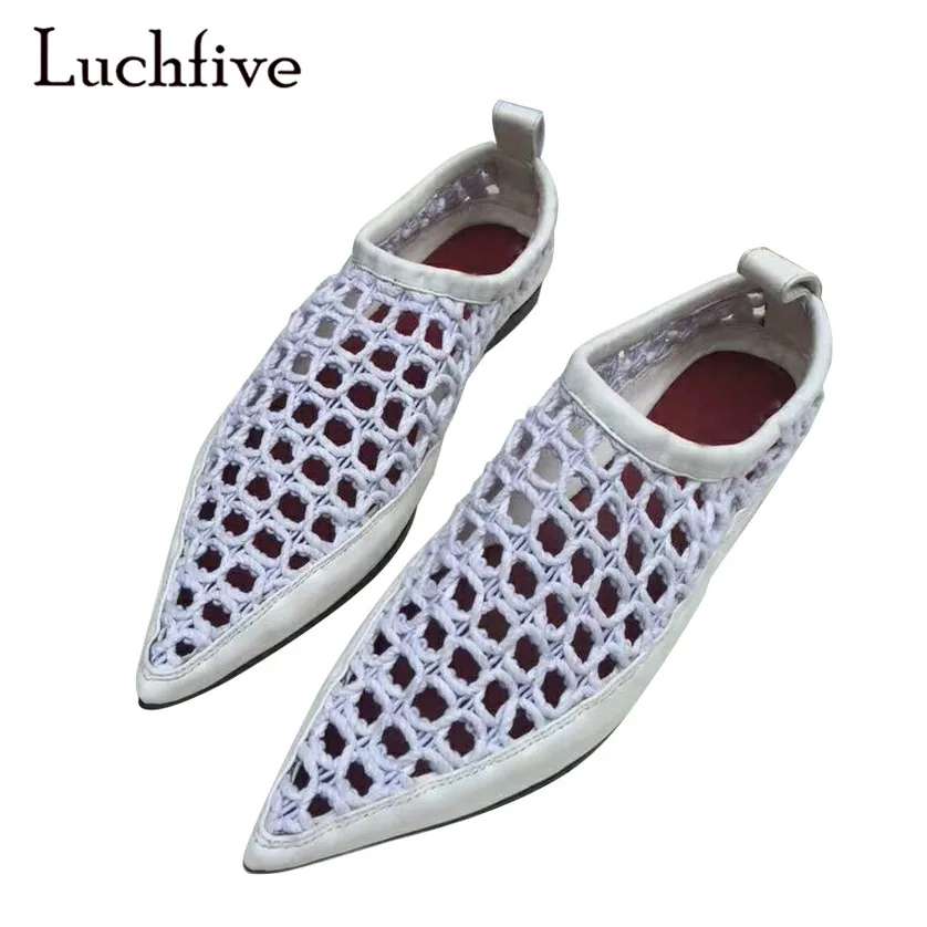 white mesh flats