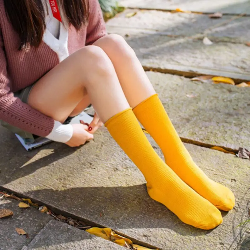 Japanese High School Girls Loose Solid Colors Knitting Cotton Long sexy funny Socks Women harajuku skarpetki calcetines meias