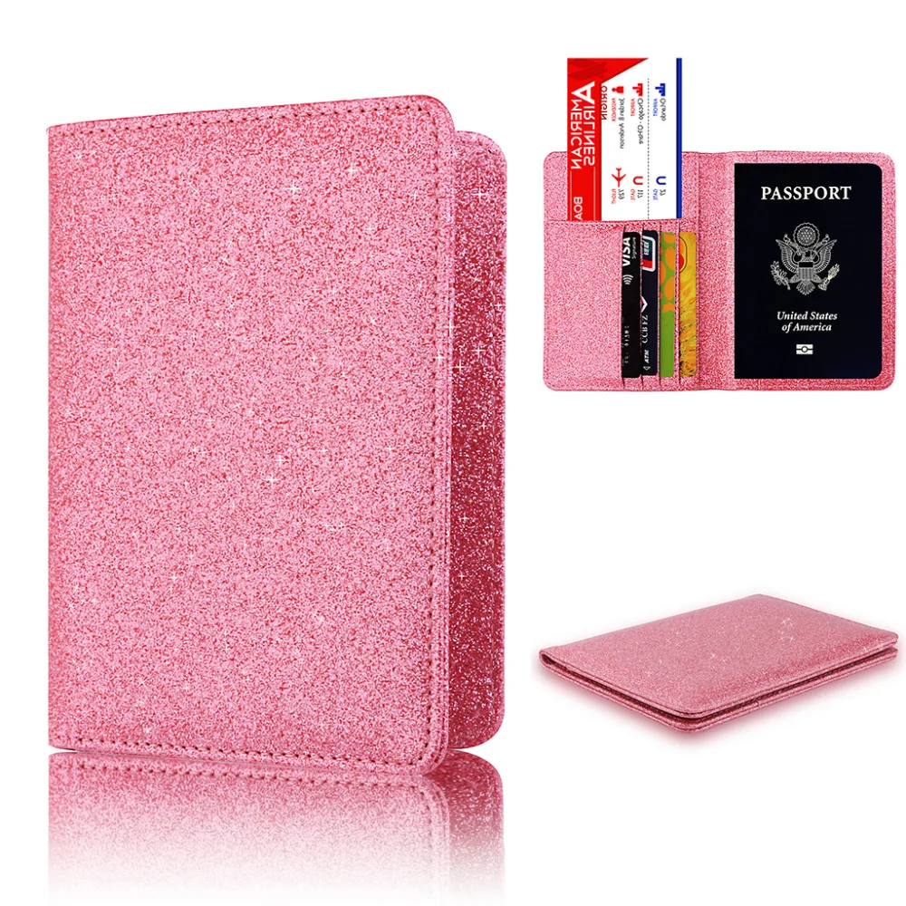 

New Shiny Passport Holder Credit Card Bags Wallet RFID Blocking Case for Passport Travel Fashion Design Card Holders