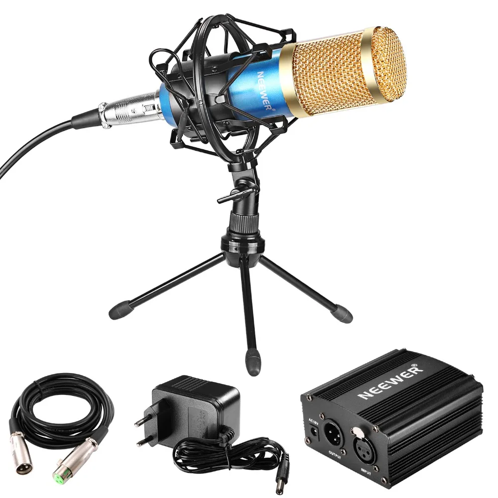 

Neewer Professional Audio Condenser Microphone with Mic Shock Mount/48V Phantom Power Supply/Microphone Cable/Desktop Tripod
