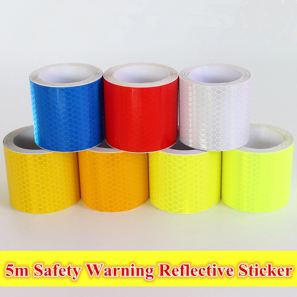 High Visibility 5cmx5m red white blue yellow green Safety Mark Reflective tape stickers car-styling Self Adhesive Warning Tape | Автомобили