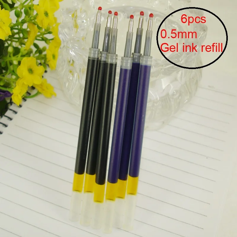 6pcs Usual Cartridge Eco-friendly refillable Pen Refills Writing Lead point 0.5mm Office Stationery Accessory Gel ink Pen refill