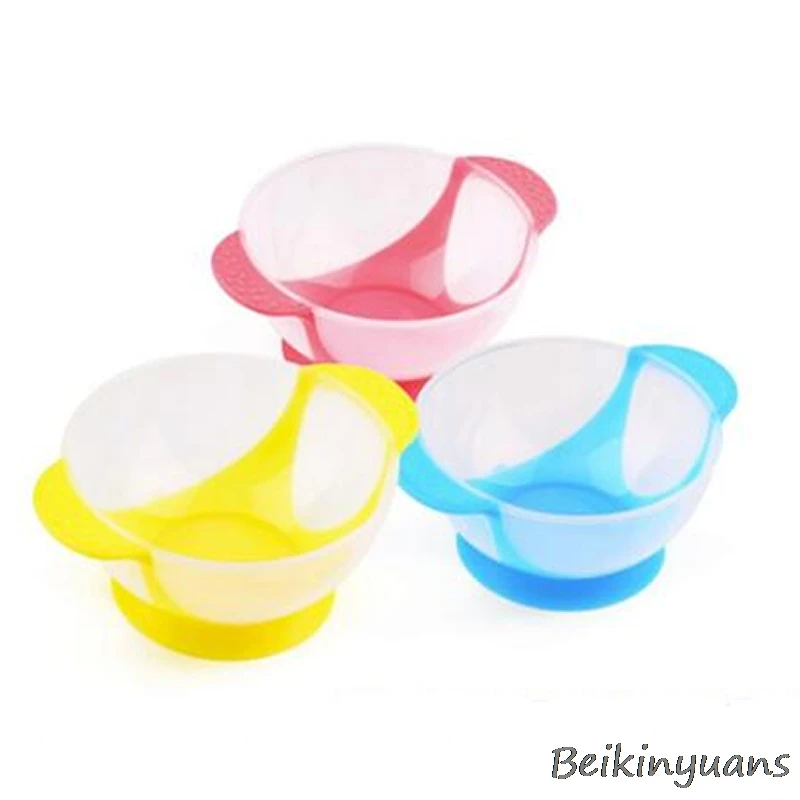

Baby child Baby Kids bean Lid Training Bowl with Spoon, Binaural Baby bean Tableware Children Plate Sucker to use