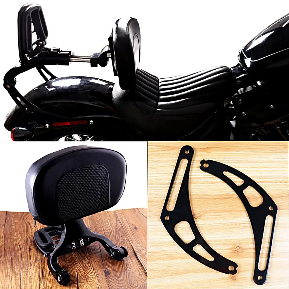 

Gloss Black Fixed Mount&Multi Purpose Adjustable Driver Passenger Backrest Fit For 2018-2019 Harley Softail Street Bob FXBB