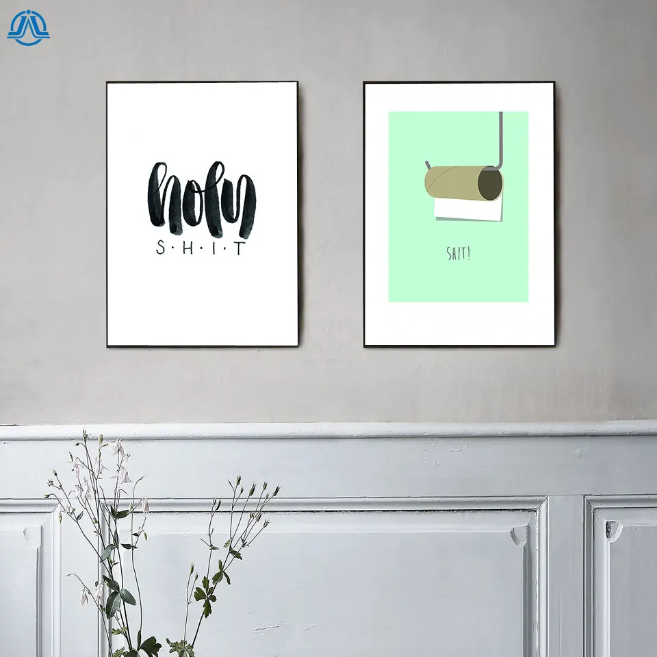

Colorful Cartoon Funny Quotes Poster and Print Roll of Paper Art Canvas Painting Toilet HD Wall Pictures for Bathroom Home Decor
