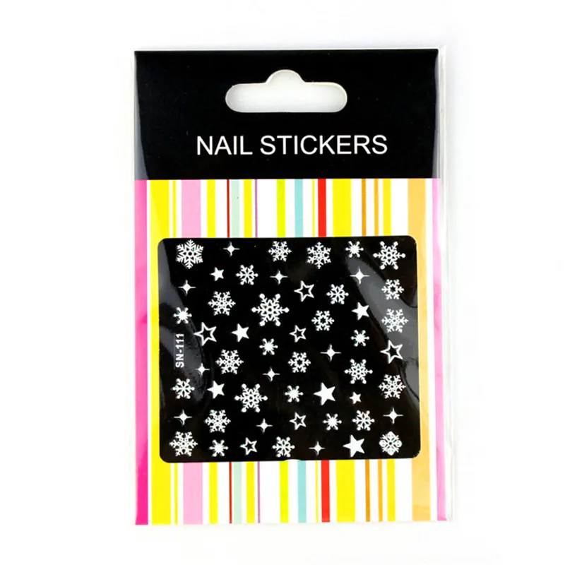Красота женская мода Стикеры 3D на ногти Nail Art наклейки украшения Снежинка звезда дизайн SN-111