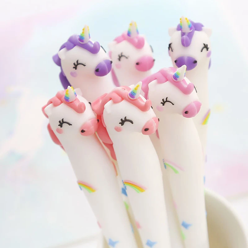 

Cute Unicorn Gel Pen 0.5mm Kawaii Multi Shape Silica Gel Plastic Pen For Kids Girls Gifts office school supplies Stationery
