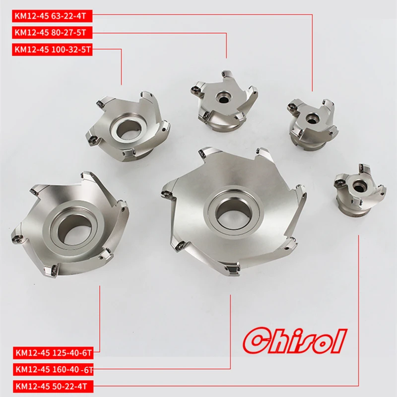 

slab face milling cutter KM12 45 degree clamped for cnc carbide Insert SEKT12T3 SEKT1204 fast feeding alloy face mill holder