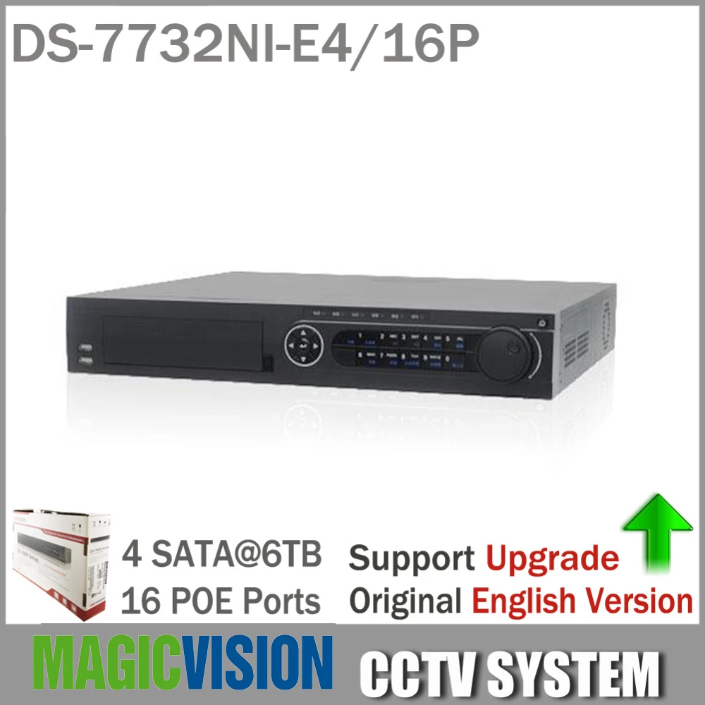Hik оригинальный ds 7732ni e4/16 P 32CH сети nvr16 POE Интерфейс IP Камера видео Регистраторы 4 sata
