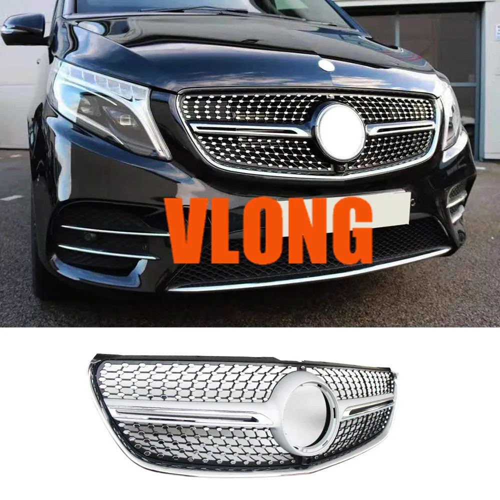 

Diamond Grille Black Silver Chrome V260 V250 AMG Line Front Bumper Racing Grill 2015-2018 For V Class W447