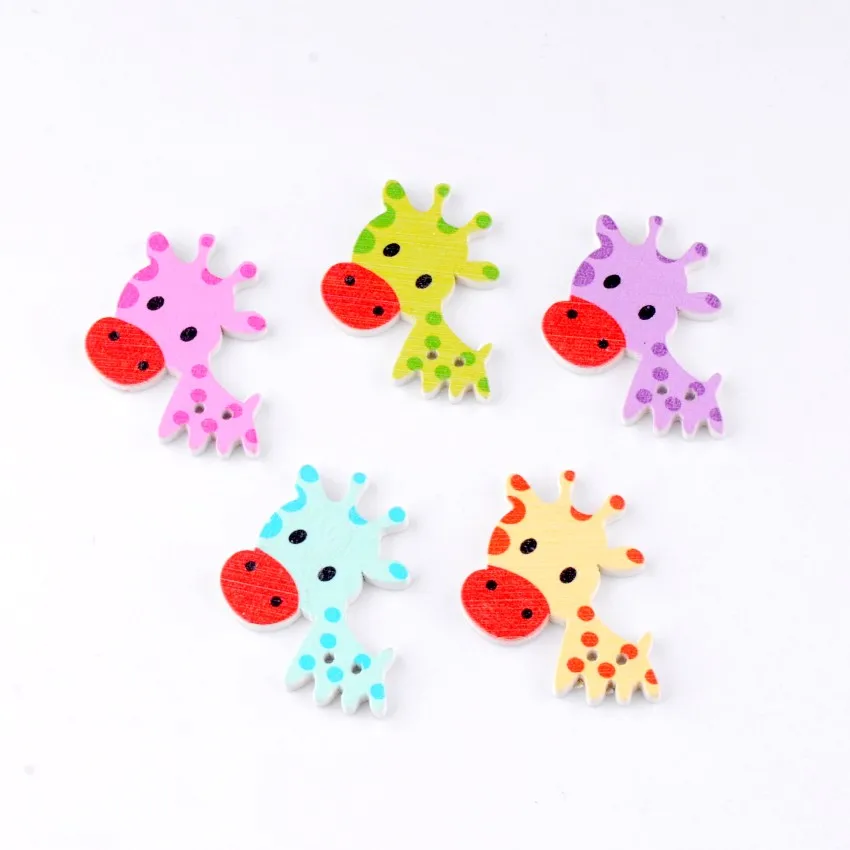 

Retail For Diy 10pcs Mixed 2 Holes Cartoons Giraffe Pattern Back White Wood Sewing Buttons Scrapbooking 42x30mm F0073