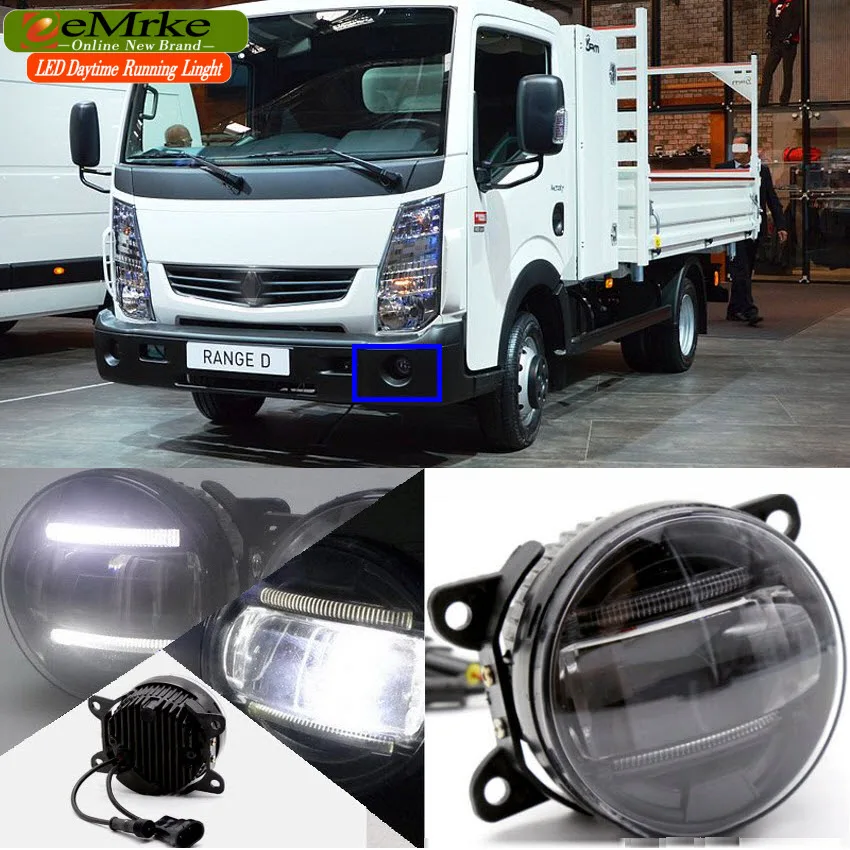 eeMrke Car Styling Led DRL For Renault Maxity 2006 up 2 in 1 LED Fog Light