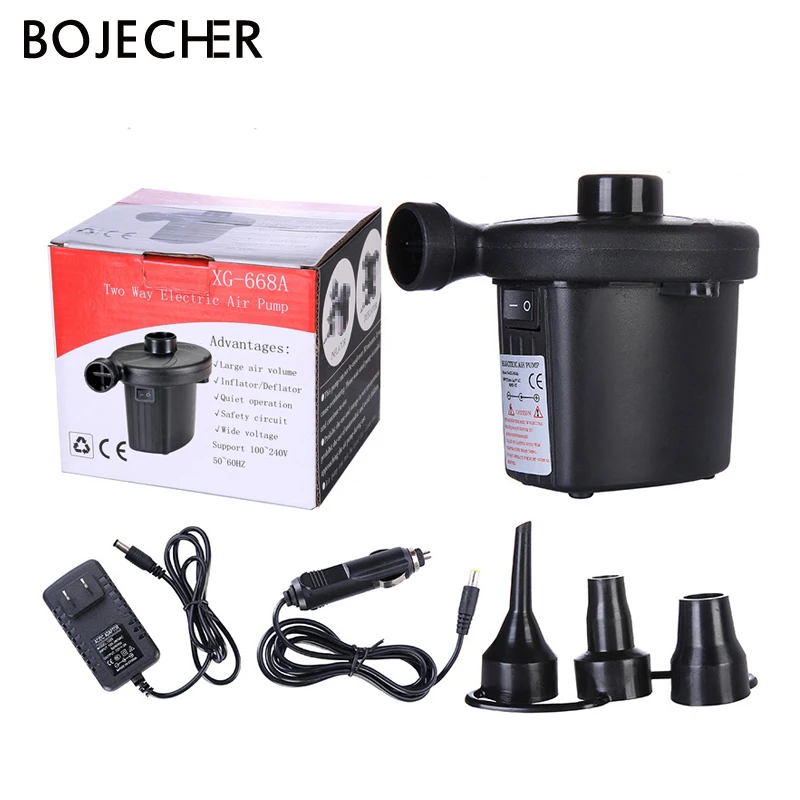 

Eu Plug Electric Air Pump Nickel-Cadmium Battery Inflatable 12V Boat Air Pump Car Inflator Electropump with 3 Nozzles
