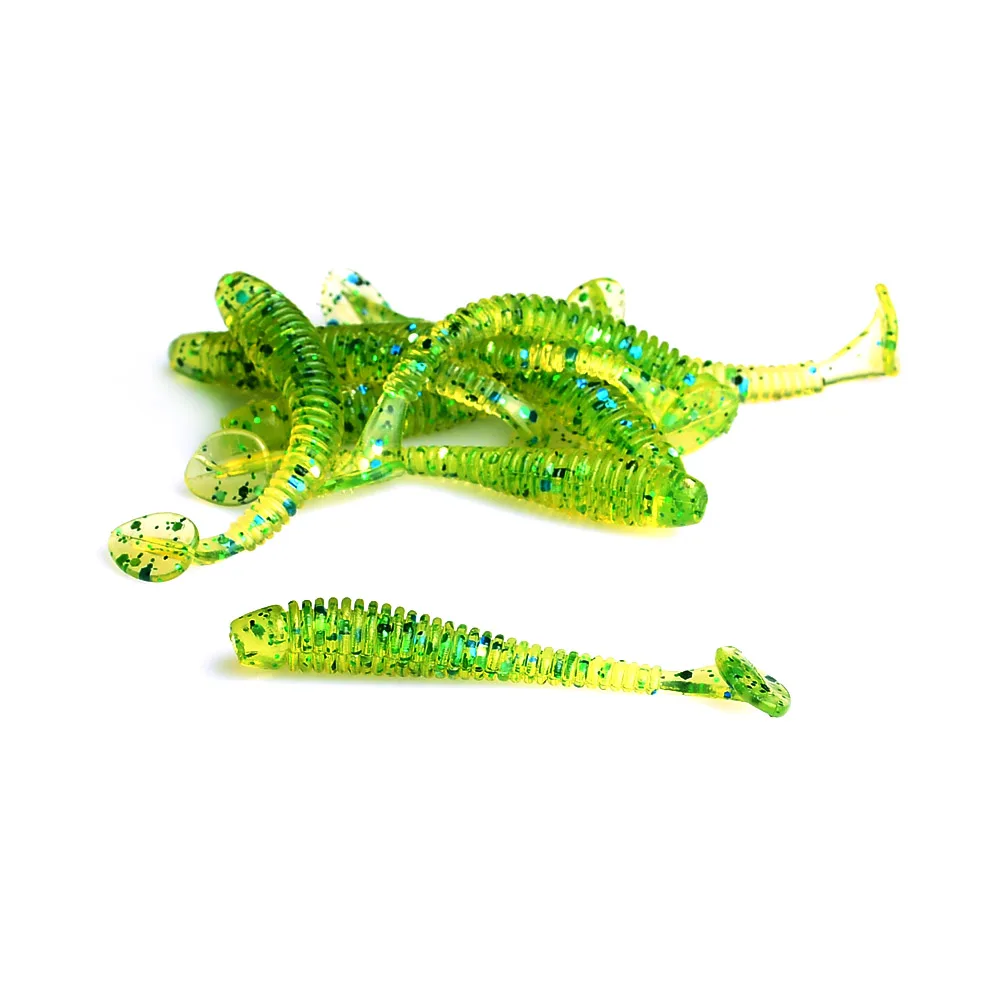 

50pcs Luminous Paddle Tail Soft Grubs 0.68g 45mm Glow in Dark T Tail Lure Jig Head soft lure for bass Fishing Mandarin fishing