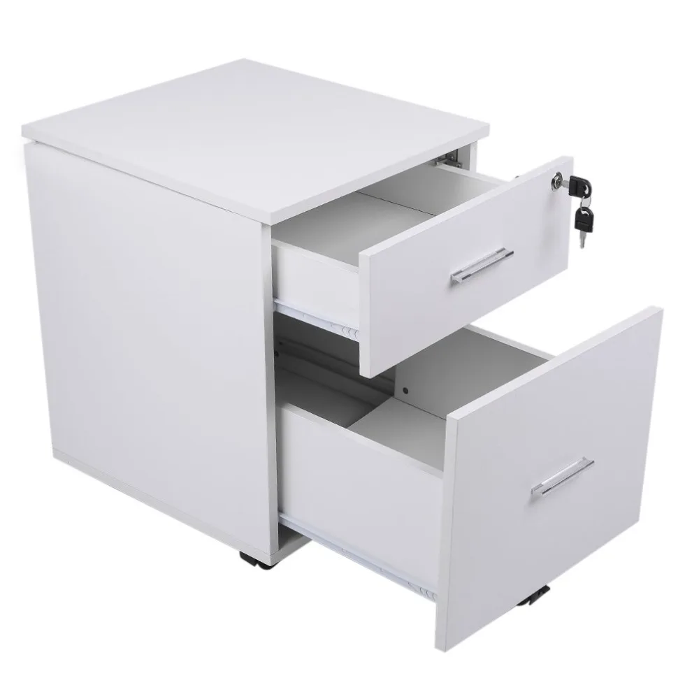 

Space Saving Office & Home Furniture Lockable File Storage Cabinet Table With 2 drawers & 4 Removable Wheels